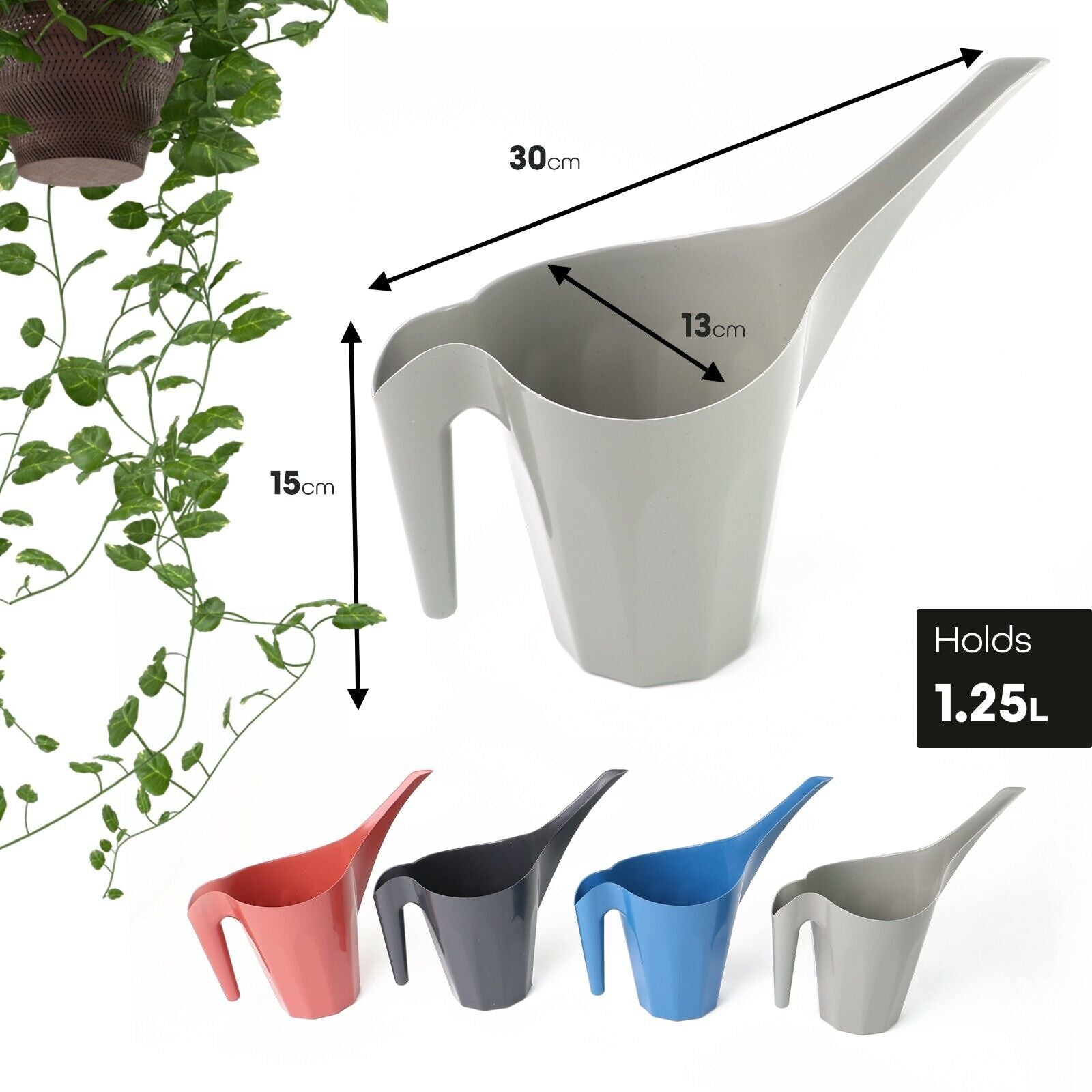 1.25L Small Watering Can with Long Spont Perfect for Watering Plants and Pets
