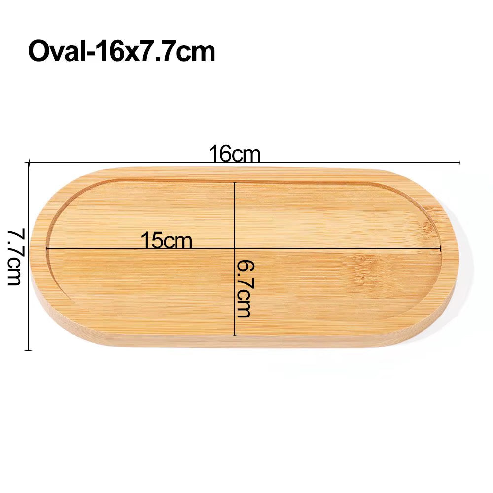 Bamboo Wood Tray Simple round Square Hexagon Rectangle Flowerpot Base Planters Pot Stander Succulents Bonsai Holder Home Decor