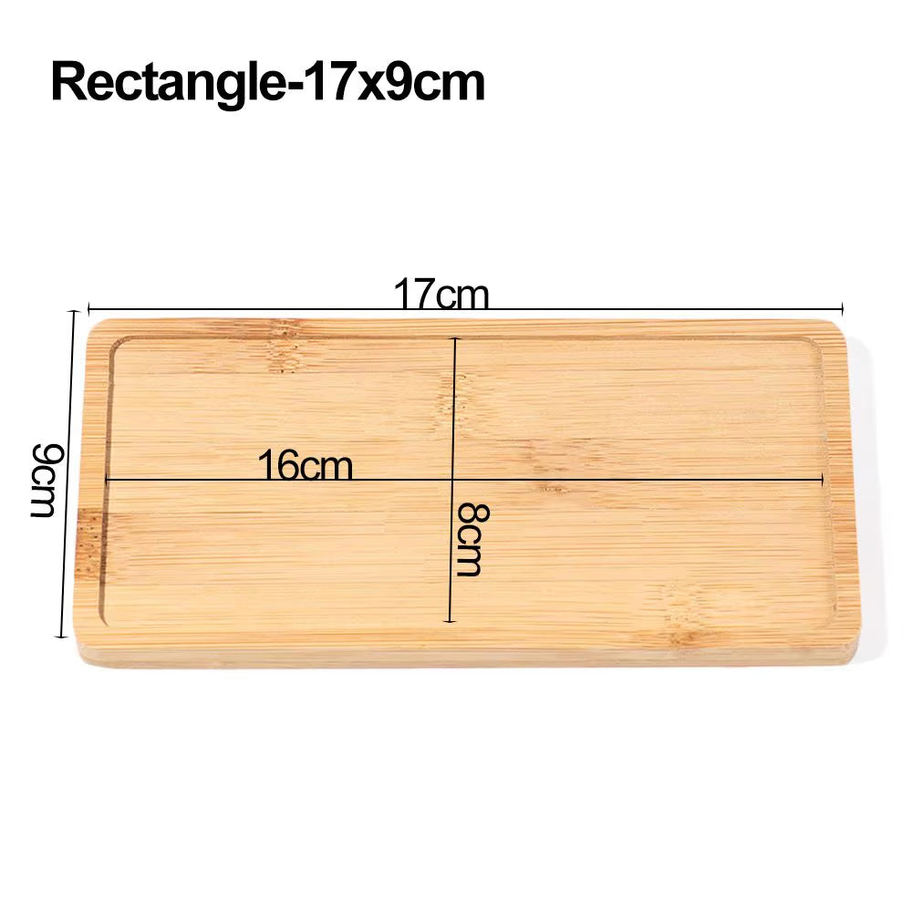 Bamboo Wood Tray Simple round Square Hexagon Rectangle Flowerpot Base Planters Pot Stander Succulents Bonsai Holder Home Decor