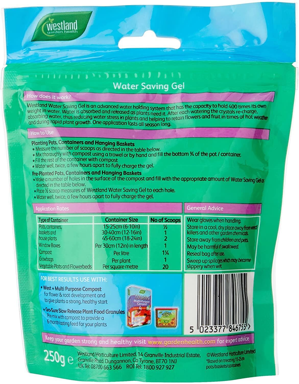 Plant Water Saving Retention Gel 250G Garden Compost Moisture Control Pots