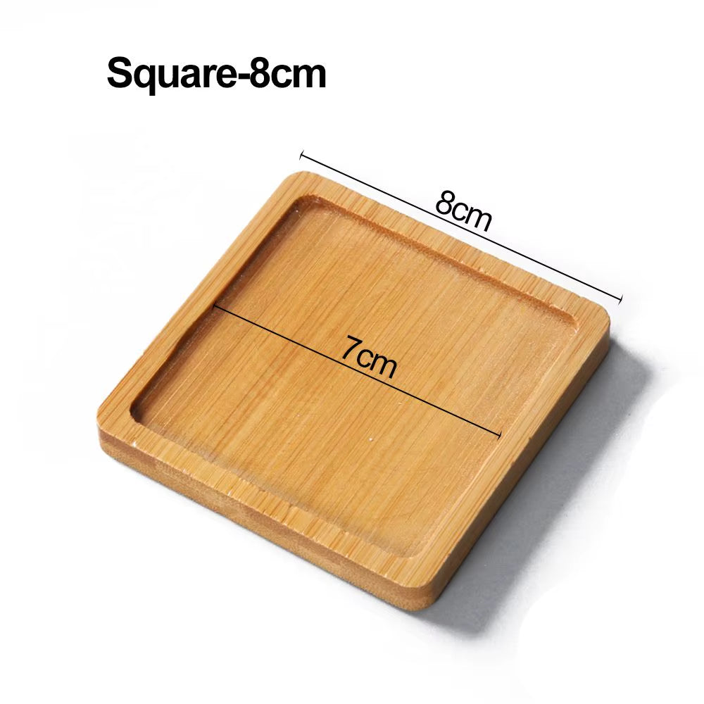 Bamboo Wood Tray Simple round Square Hexagon Rectangle Flowerpot Base Planters Pot Stander Succulents Bonsai Holder Home Decor
