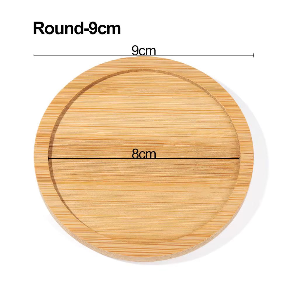Bamboo Wood Tray Simple round Square Hexagon Rectangle Flowerpot Base Planters Pot Stander Succulents Bonsai Holder Home Decor