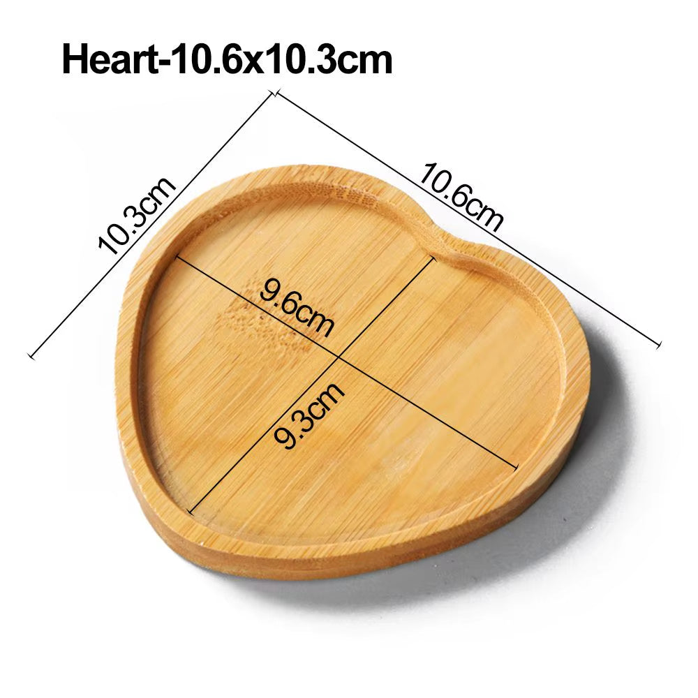 Bamboo Wood Tray Simple round Square Hexagon Rectangle Flowerpot Base Planters Pot Stander Succulents Bonsai Holder Home Decor