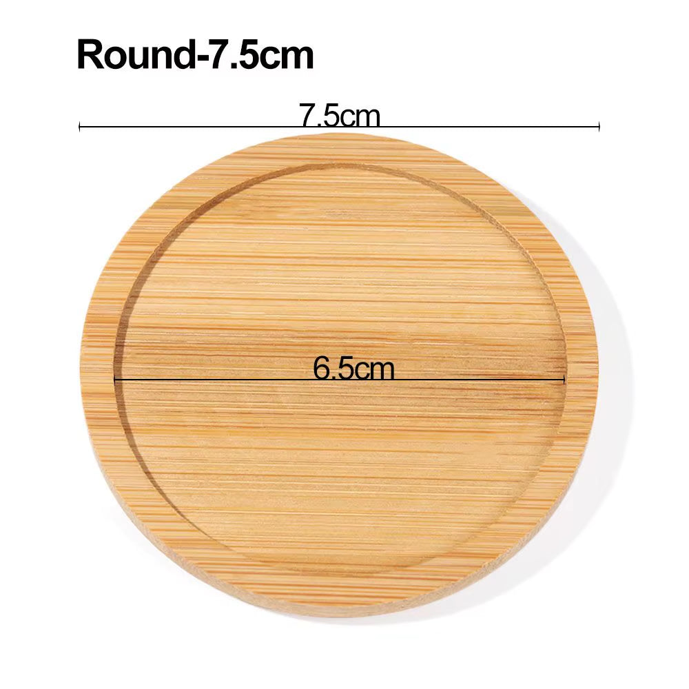 Bamboo Wood Tray Simple round Square Hexagon Rectangle Flowerpot Base Planters Pot Stander Succulents Bonsai Holder Home Decor