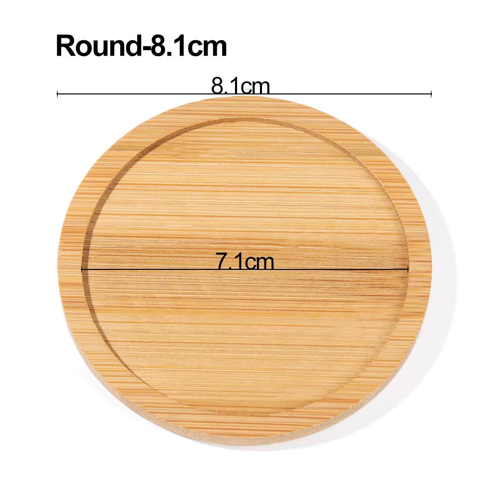 Bamboo Wood Tray Simple round Square Hexagon Rectangle Flowerpot Base Planters Pot Stander Succulents Bonsai Holder Home Decor