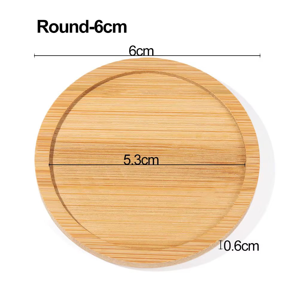 Bamboo Wood Tray Simple round Square Hexagon Rectangle Flowerpot Base Planters Pot Stander Succulents Bonsai Holder Home Decor