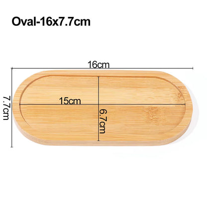 Bamboo Wood Tray Simple round Square Hexagon Rectangle Flowerpot Base Planters Pot Stander Succulents Bonsai Holder Home Decor