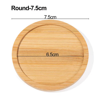 Bamboo Wood Tray Simple round Square Hexagon Rectangle Flowerpot Base Planters Pot Stander Succulents Bonsai Holder Home Decor